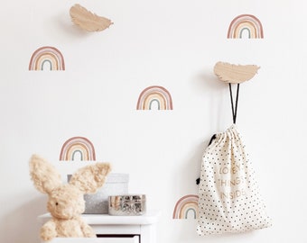 Brown Watercolor Rainbows Fabric Wall Stickers - Removable & Reusable