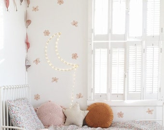 Peachy Summer Flowers Fabric Wall Stickers - Removable & Reusable