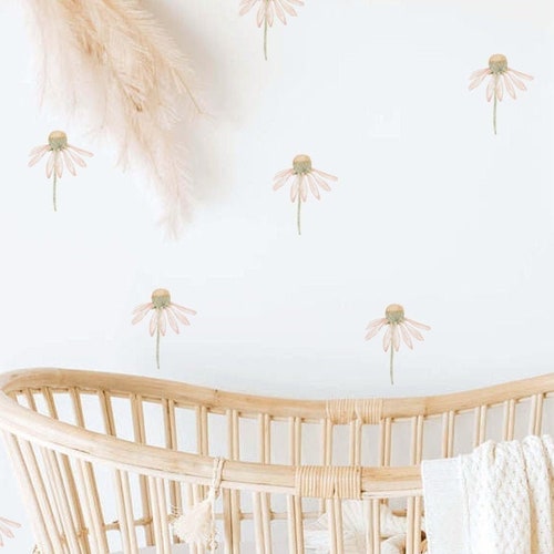 Falling Flowers Fabric Wall Stickers Removable & Reusable Etsy