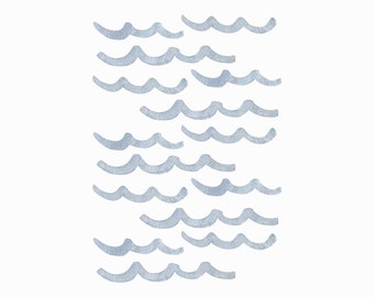 Mini Blue Waves Fabric Wall Stickers. Removable & Reusable. Matías Acosta Collection.