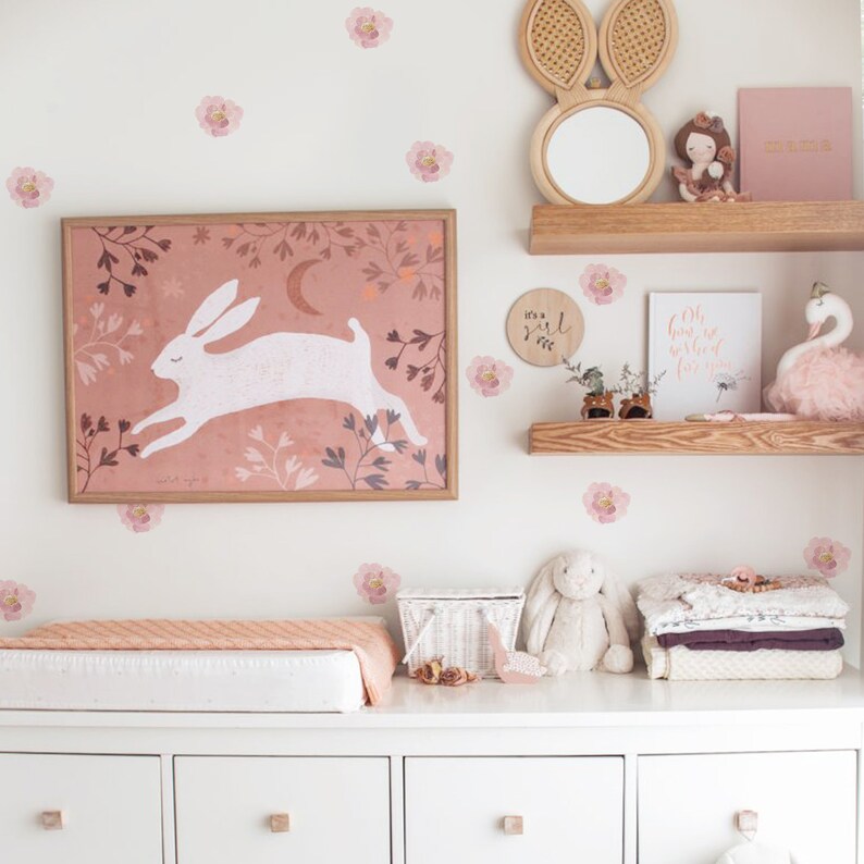 Floral Polka Dot Fabric Wall Stickers Removable & Reusable Etsy