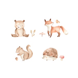 Little Woodland Friends Collection - Fabric Wall Stickers - Removable & Reusable