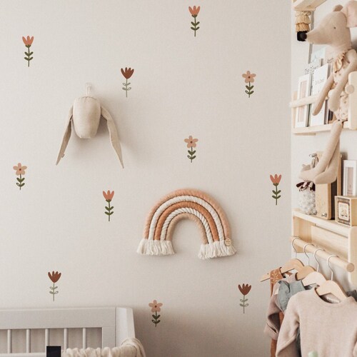 Falling Flowers Fabric Wall Stickers Removable & Reusable Etsy