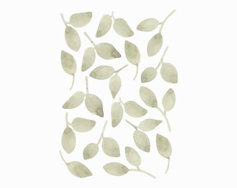 Vintage Green Forest Leaves Fabric Wall Stickers - Removable & Reusable