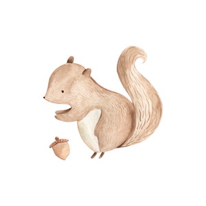 Squirrel - Little Woodland Friends - Fabric Wall Stickers - Removable & Reusable