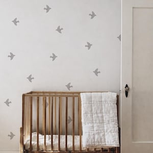 Mini Grey Birds Pattern Fabric Wall Stickers - Removable & Reusable