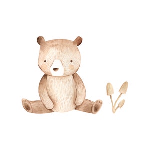 Bear - Little Woodland Friends - Fabric Wall Stickers - Removable & Reusable