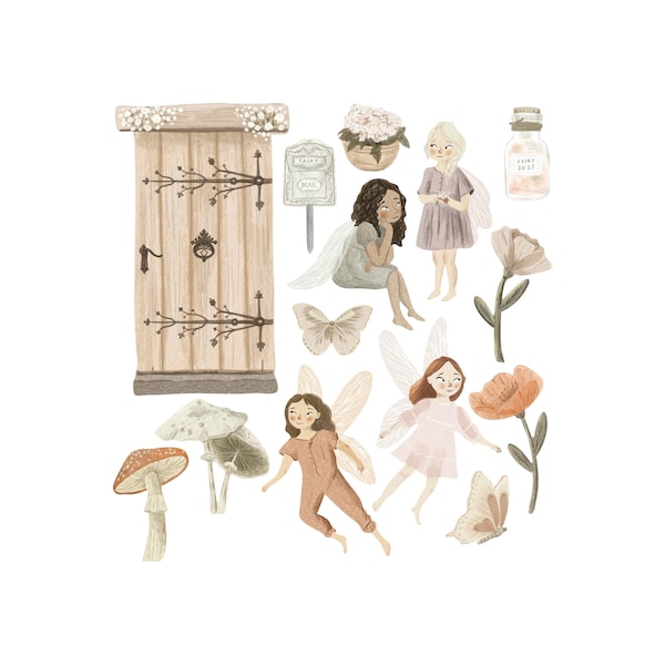 Fairy Garden Fabric Wall Stickers - Removable & Reusable