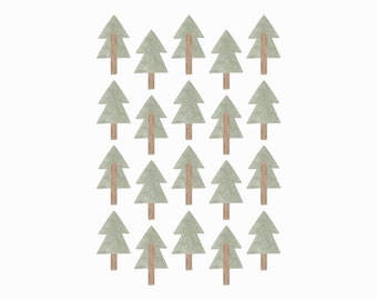 Pencil Scandi Trees Fabric Wall Stickers. Removable & Reusable. Maren Kruth Collection.
