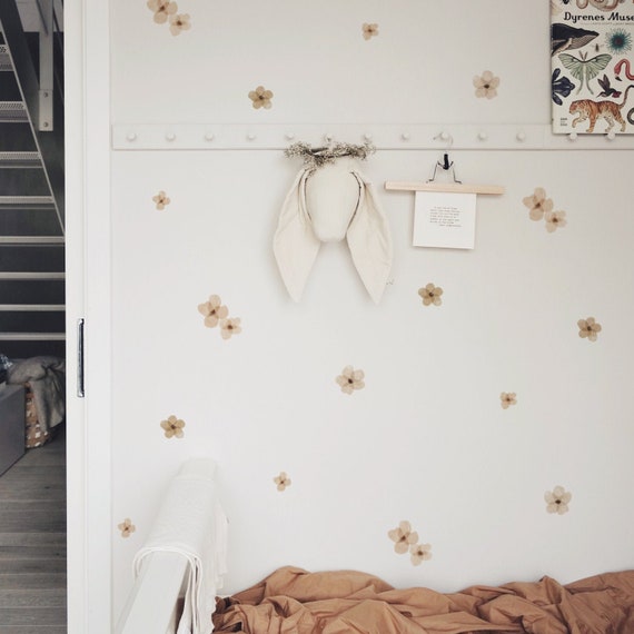 Marron Flowers Fabric Wall Stickers Removable Reusable Etsy Uk