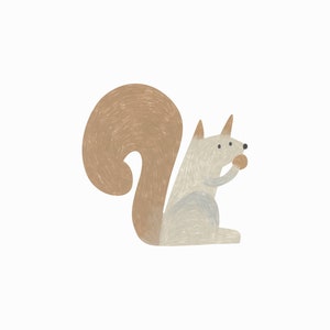 Pencil Squirrel Fabric Wall Sticker. Removable & Reusable.