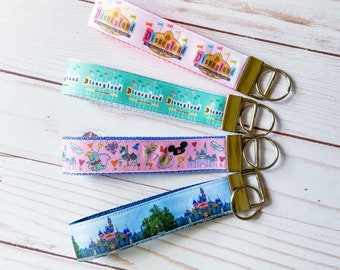 California Park Themed Key Fob - Wristlet Key Fob - Key Fob Wristlet Keychain- Wrist Lanyard - Wristlet Key Landyard Strap