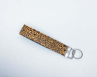 Mouse Cheetah Print Key Fob - Wristlet Key Fob - Key Fob Wristlet Keychain- Wrist Lanyard - Wristlet Key Lanyard Strap