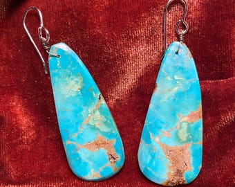 Genuine Turquoise Teardrop Earrings – Southwestern Jewelry, Native American jewelry