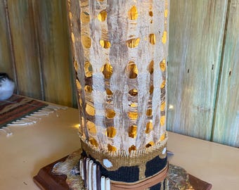 Handmade Mixed Media Light Sculpture  | Boho Home Decor | One-of-a-Kind Ambient Light | Artisan Lamp