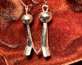 Vintage Navajo Sterling Silver Squash Blossom Earrings, Native American Earrings, Navajo Jewelry, Southwest Jewelry