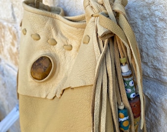 Soft deerskin leather purse with an elegant rustic feel