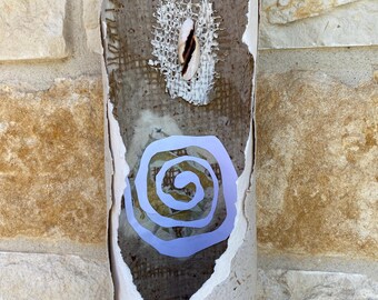 Contemporary handmade paper mixed media nature art scroll