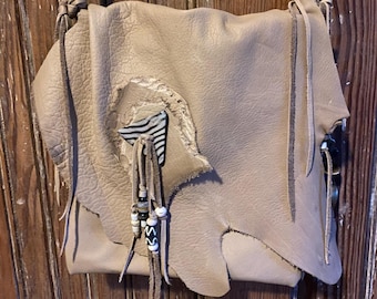 Boho leather handbag crossbody purse