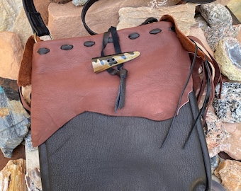 Handmade Deerskin Leather Shoulder Bag  | Artisan Leather Shoulder Bag | Boho Western Handbag | Made in Texas