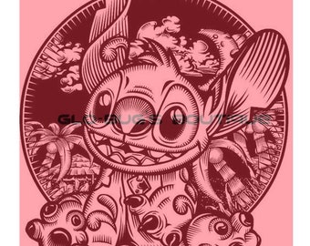 Point de fichier SVG, également inclus JPEG, PNG.  Joli point de lilo et Stitch. Au point de couper fichier circuit