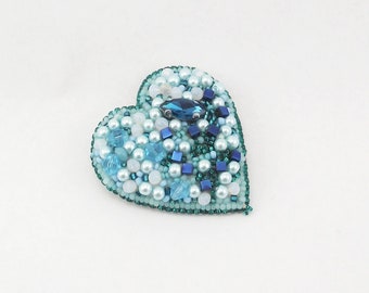 Handmade Beaded Heart Brooch: Glamour Valentine Gift