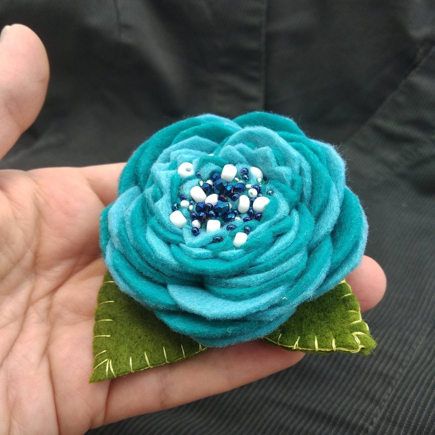 Felt flower brooch felt flowers Blue rose Brooches fabric Etsy