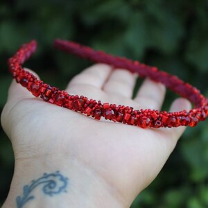 Royal Bead Headband, Luxury Headband, Red head tiara, Wedding head jewelry, Girl gift