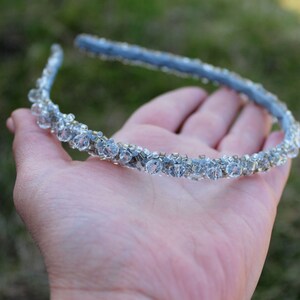 crystal white bridal tiara, beads wedding headband mermaid crown Decoration for photo shoots, Cute hair accessory