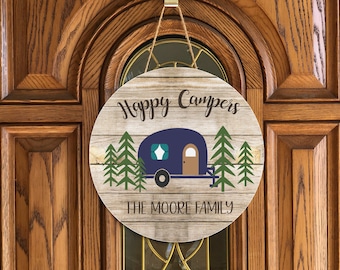 Camper Sign, Camper Decor, Personalized Camping, Camper Door Hanger
