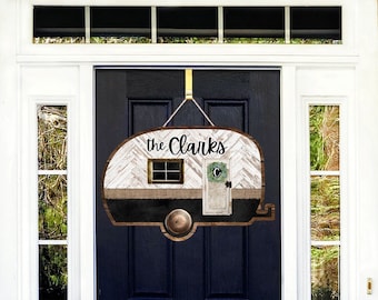 Camper Sign, Camper Decor, Personalized Camping, Camper Door Hanger