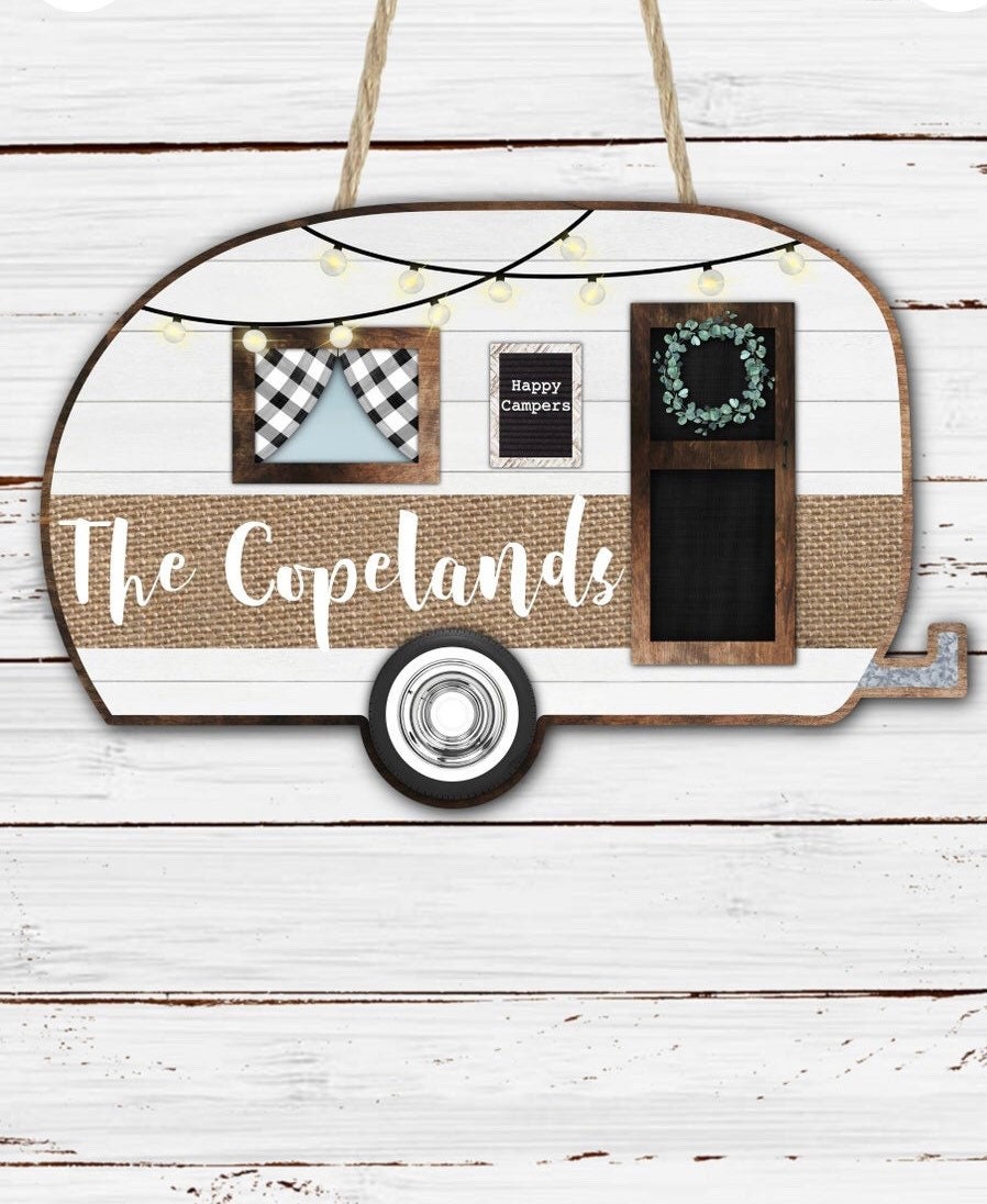 Camper Sign, Camper Decor, Personalized Camping, Camper Door Hanger