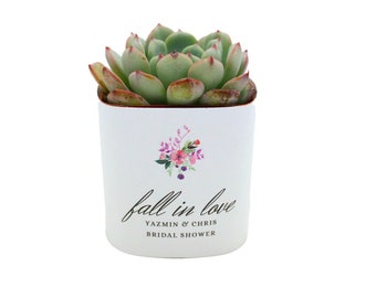 2" Succulent Bridal Shower Wrapper For Favors Or Gifts - "fall In Love"