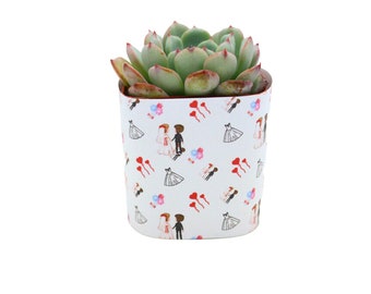 2" Succulent Wedding Wrapper For Favors Or Gifts - Married Pattern