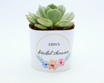 2" Succulent Bridal Shower Wrapper For Favors Or Gifts - Ring & Flowers