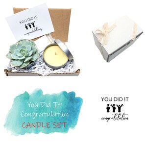 You Did It Congratulation With Candle Care Package, Succulent Gift Box, Self Care Box
