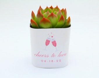 2" Succulent Wedding Wrapper For Favors Or Gifts - "cheers To Love"