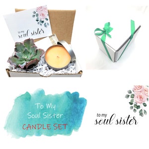 To My Soul Sister With Candle Care Package, Succulent Gift Box, Self Care Box