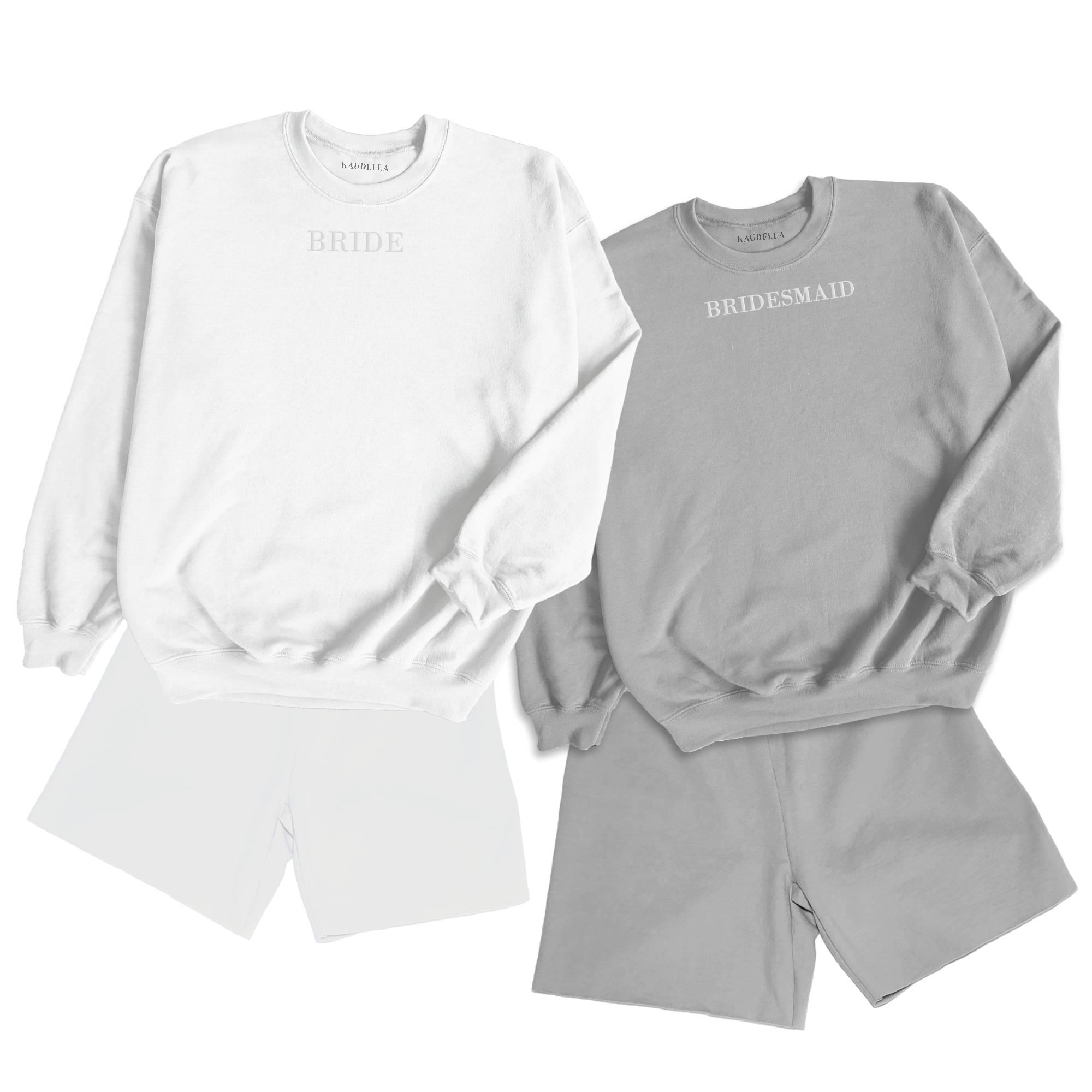 Bridesmaid Sweatshirt: Embossed Puff Bridal Party Wedding Day Outfit