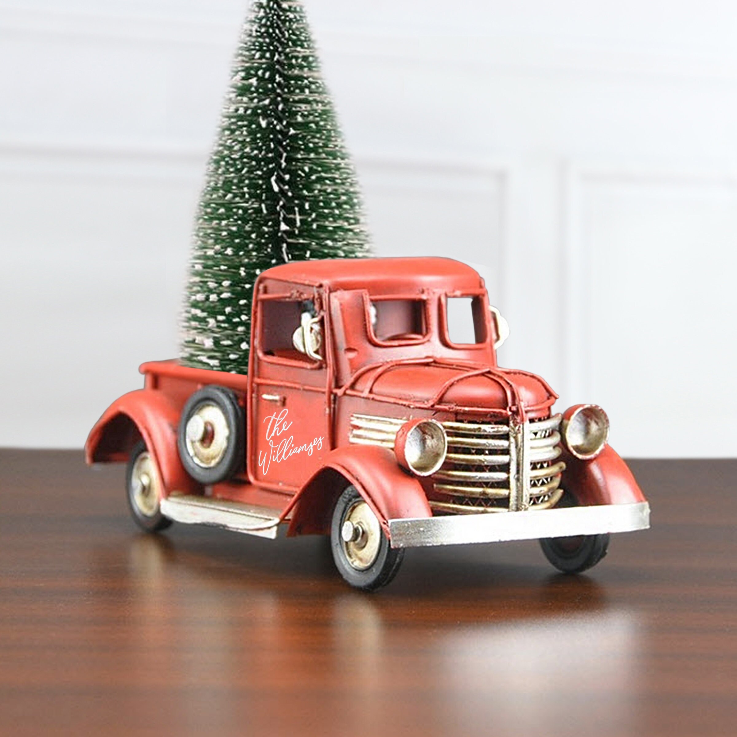 Personalized Red Truck Christmas Decor Accent Farm Red Truck Etsy