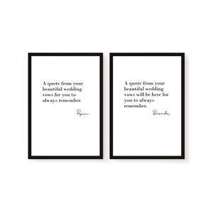 Lot de 2 impressions d'art murales voeux de mariage personnalisées, impression murale voeux de mariage pour elle et lui, impression voeux de mariage, signe voeux de mariage, cadeau d'anniversaire