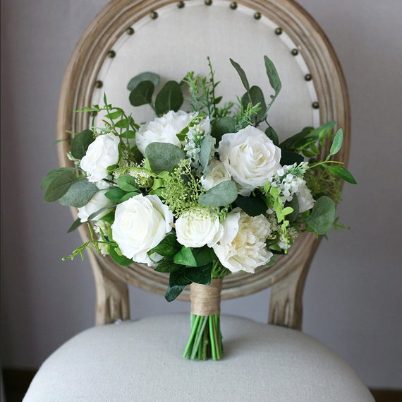 white rose bridesmaid bouquet