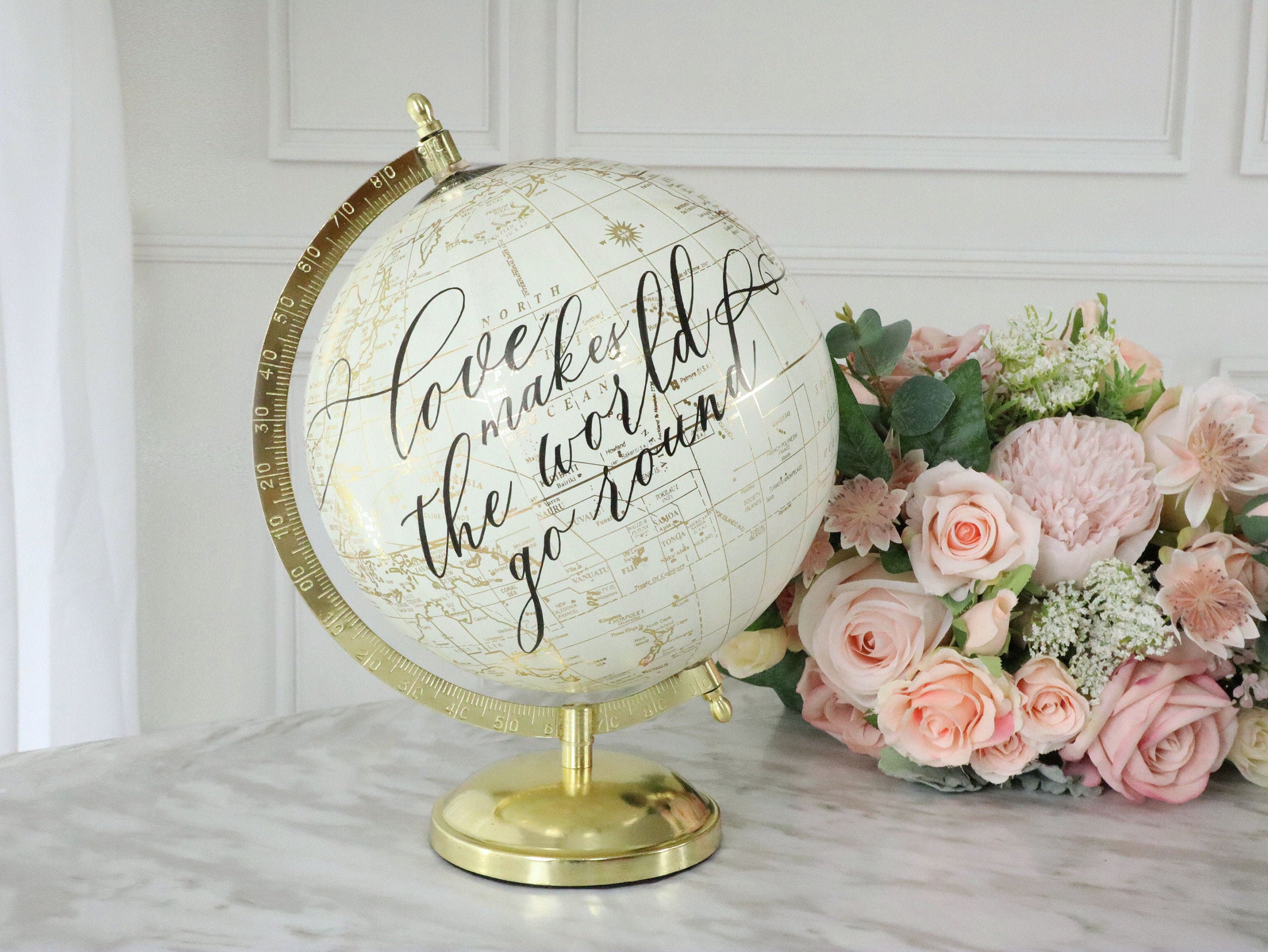 Custom Globe Guest Book Wedding Globe Gold Alternative Globe Etsy