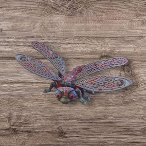 3D Printed Articulated Dragonfly – Multicolor Insect Toy