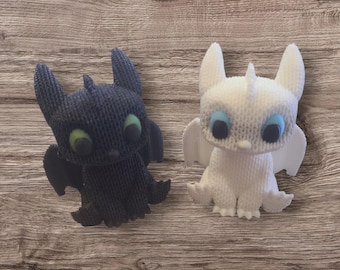 3D Printed Night / Light Fury–Inspired Dragon | Knitted-Style Model