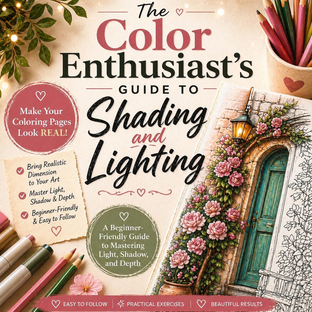 Coloring Book Shading & Lighting Guide for Beginners | Printable PDF ...