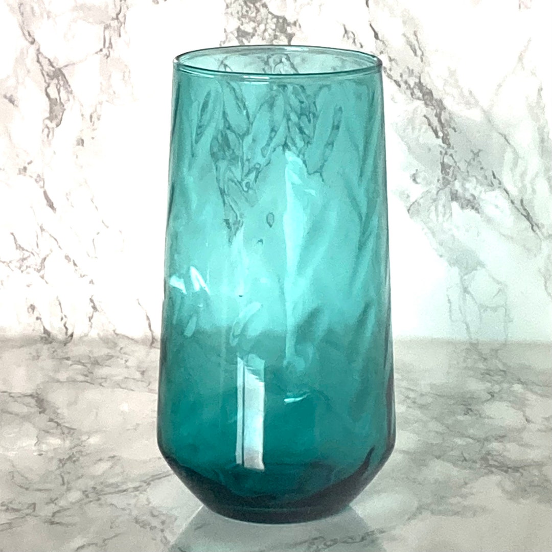 Aqua Blue Ribbed Vase Etsy UK