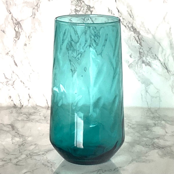 Aqua blue ribbed vase