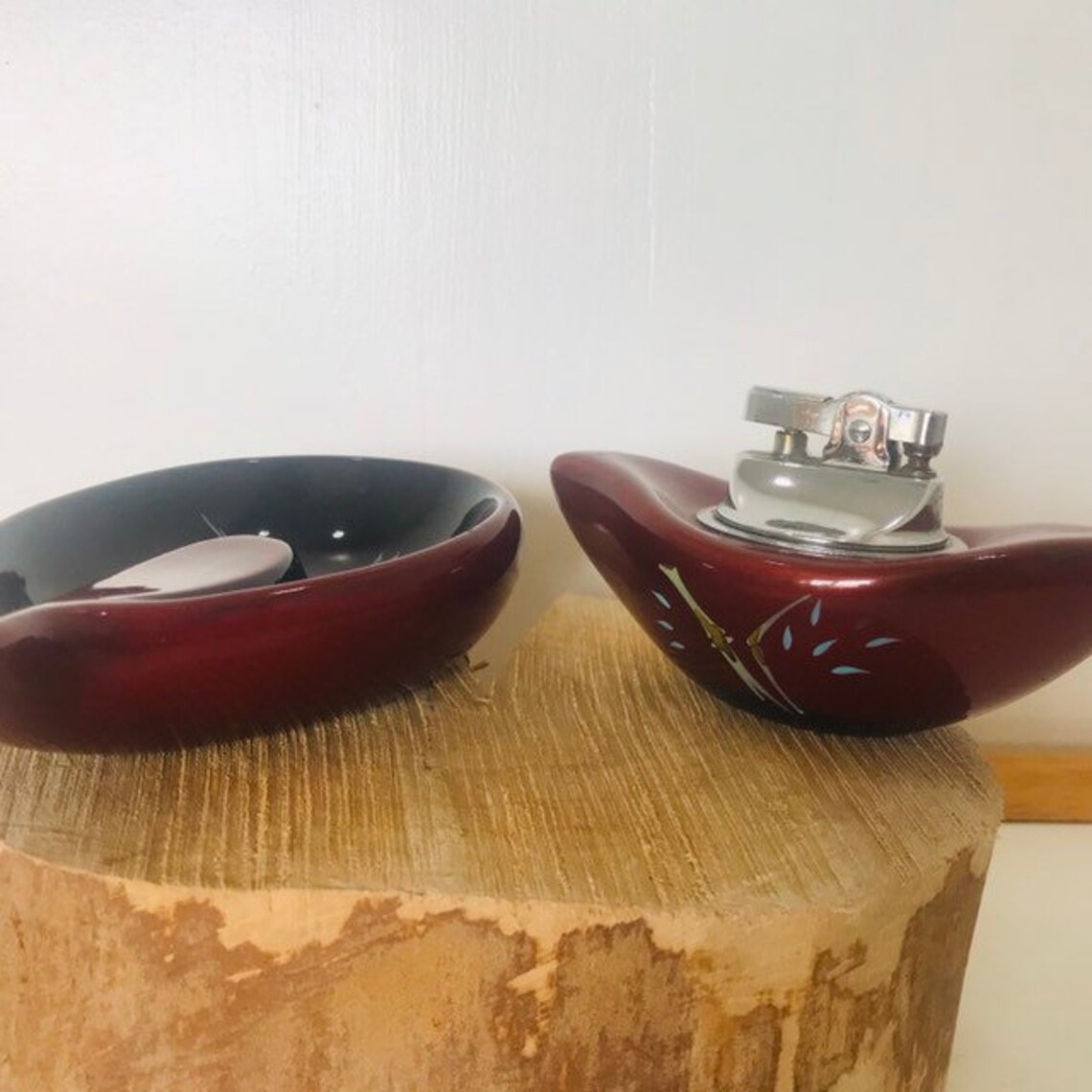 Vintage Ashtray and Lighter Set Etsy