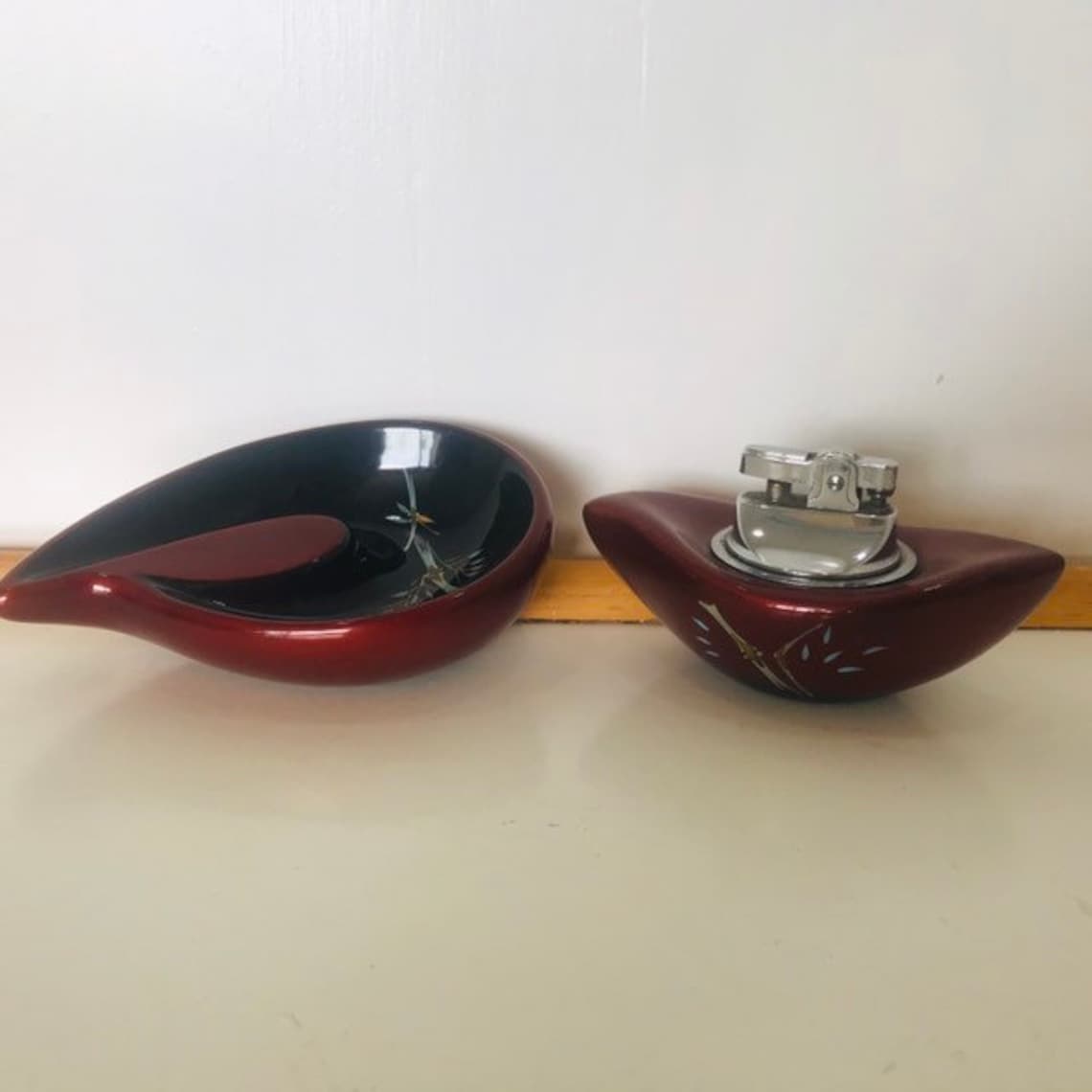 Vintage Ashtray and Lighter Set Etsy
